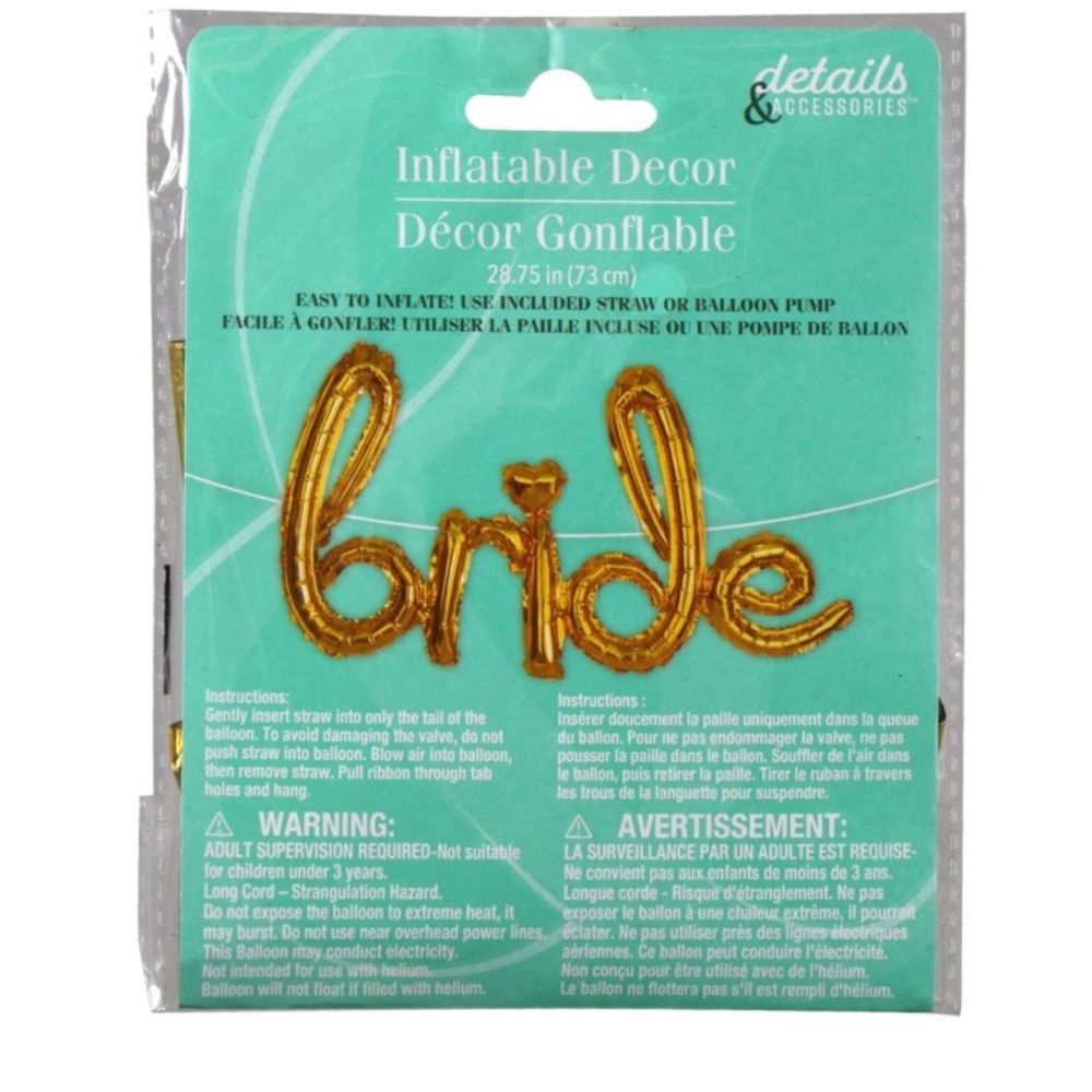 New Bride Cursive Metallic Gold Foil Balloons - Picture 4 of 4